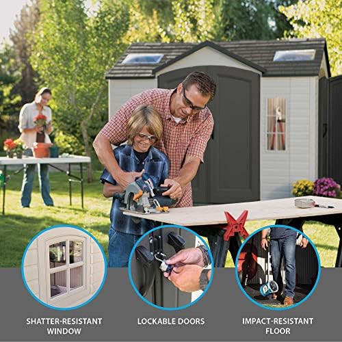 Lifetime 60005 Outdoor Storage Shed with Windows, Skylights and Shelving, 10 x 8 Feet