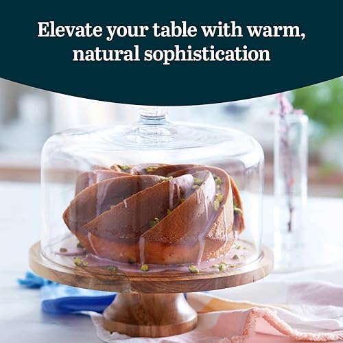 Libbey Selene 6-in-1 Domed Cake Stand, Unique Space Saving Glass Cake Stand with Dome, Multi-Purpose Dip Bowl To Serve Snacks and More