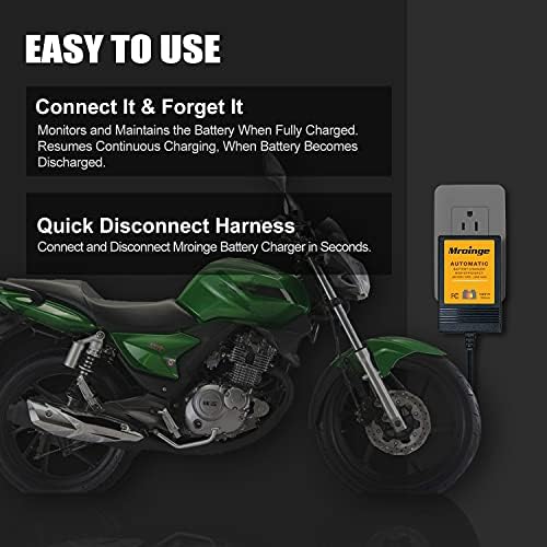 Trickle Charger 12V 1000mA Smart Battery Charger & Maintainer and Automatic Float Charger for Motorcycle, ATV, Lawnmowers and More