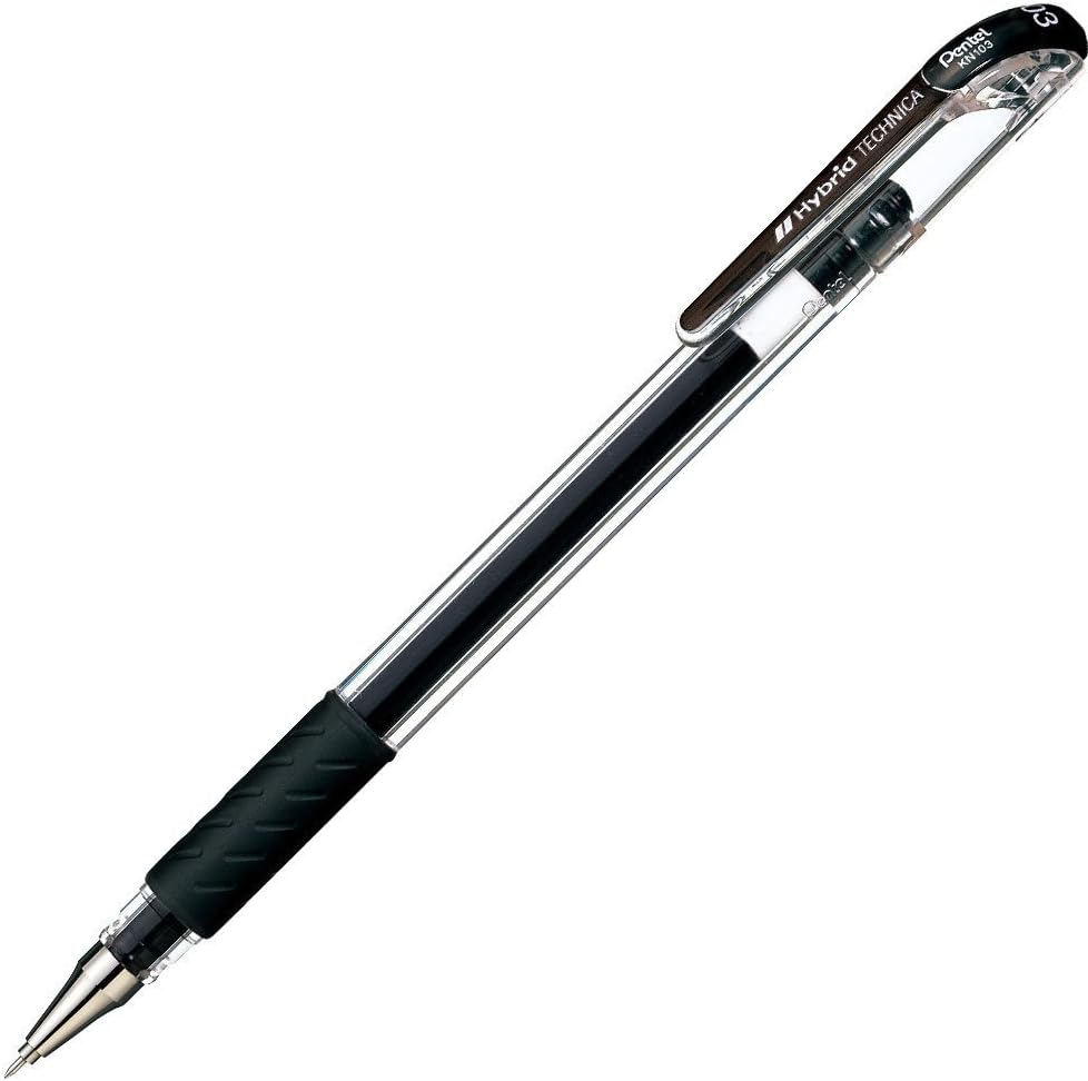 Pentel Arts Hybrid Technica Pen, (0.3mm), Ultra Fine Point, Black Ink, Box of 12 (KN103-A)