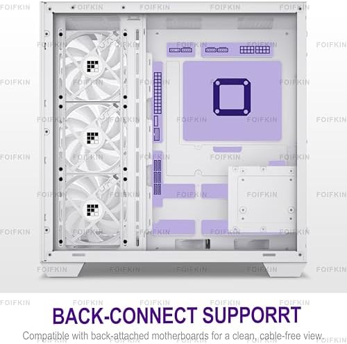 FOIFKIN F600 PC Case - Pre-Installed 7 PWM ARGB Fan, ATX Mid-Tower Gaming PC Case, 270° Panoramic Glass with Type-C, FOIFKIN (Black, F600)