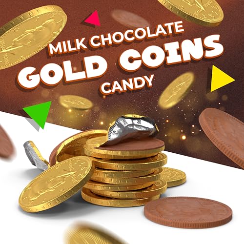 Gold Chocolate Coins, Individually Wrapped Candy, 1 Lb Bag