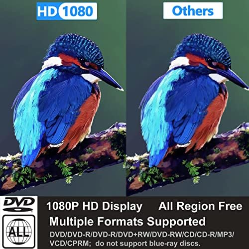HD DVD Player, CD Players for Home, DVD Players for TV, HDMI and RCA Cable Included, Up-Convert to HD 1080p, All Region, Breakpoint Memory