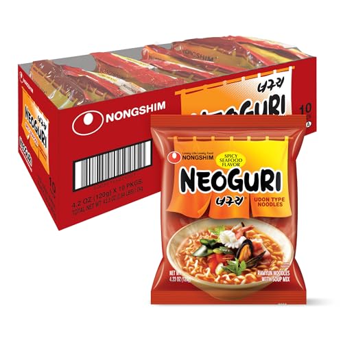 Nongshim Neoguri Spicy Seafood with Udon-Style Noodle, 4.2 Ounce (Pack of 10)