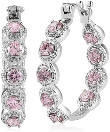 Pink Cubic ZirconiaEarrings in Stainless Steel