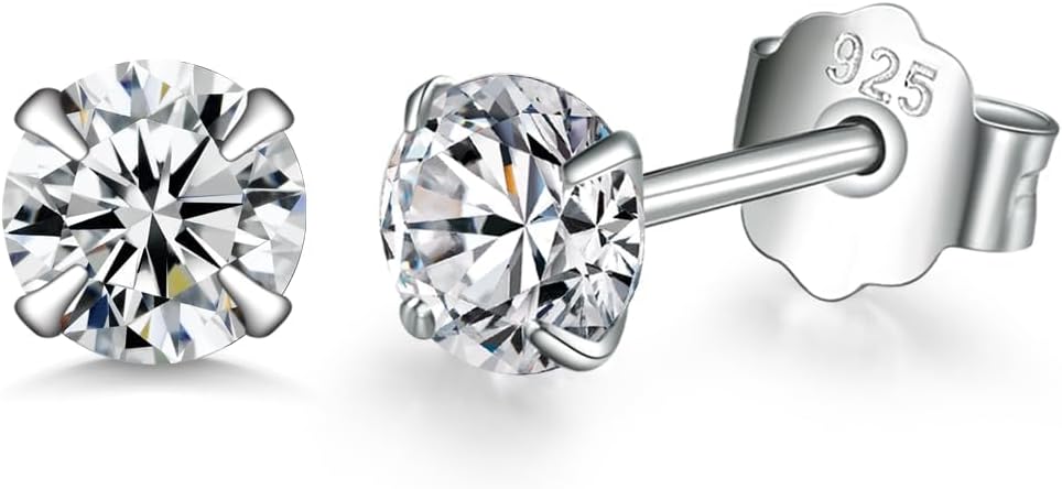 Dlihc 6 Pairs Sterling Silver Hoop and Stud Earrings Set for Women Men