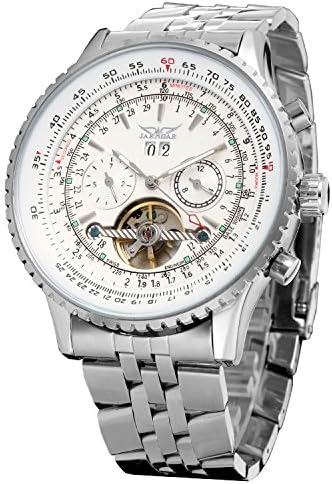 FORSINING Men's Self Winding Waterproof Automatic Stainless Steel Skeleton Tourbillon Calendar Wrist Watch