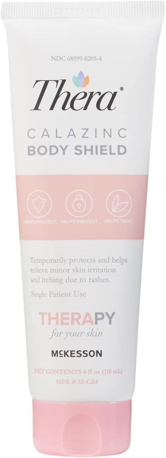 McKesson's Thera Calazinc Body Shield, Calamine with Zinc Cream -Skin Barrier Ointment for Eczema, Psoriasis, Diaper Rash - 4 oz. Tube, 1 Count