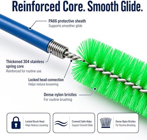 CPAP Cleaning Brush Set, 78.7 in Dual-Ended CPAP Hose Brush for 22 mm & 15 mm Tubing, Tube Cleaning Brush & Hose Cleaner Brush with Detail Brush for Mask