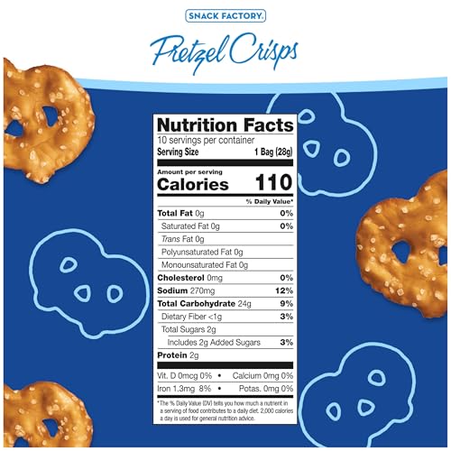 Snack Factory Original Pretzel Crisps, Non-GMO, 14 oz Party Size Bag