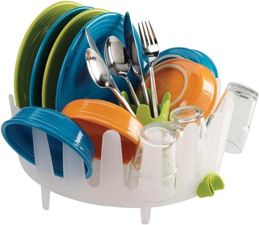 Chef'n Plastic 401-281-004 DishGarden Dish Rack, 14 x 13.25 x 6.5 inches, White/Green