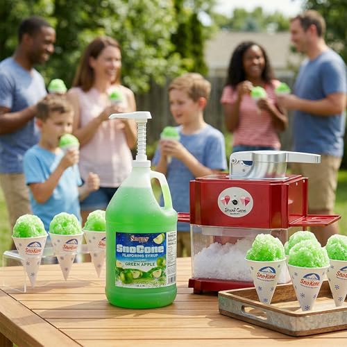 Snappy Green Apple Sno Cone Syrup, 1 Gallon (128 oz), Ready to Use for Snow Cone Machines and Shaved Ice