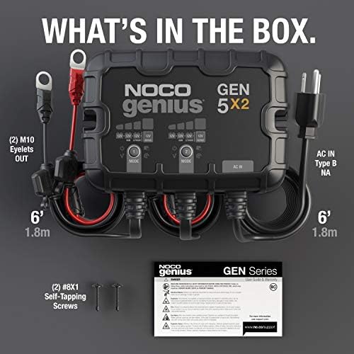 NOCO GEN5X2 12V 10A 2-Bank OnBoard Marine Battery Charger & Maintainer