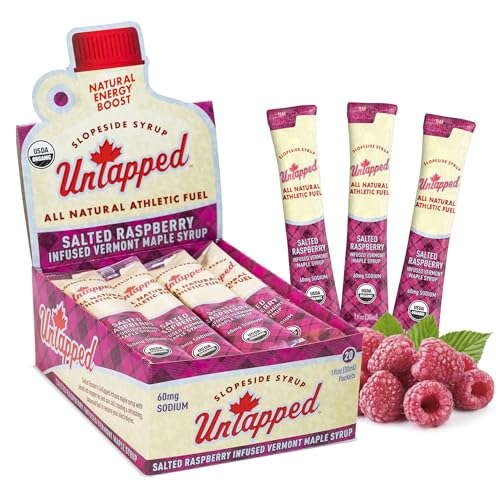 UnTapped Vermont Maple Syrup Packets for Athletes, Box of 20-0.96 Fl Oz | Organic Pure Maple Syrup for Natural Endurance Energy | Fuel to Keep You Running Longer