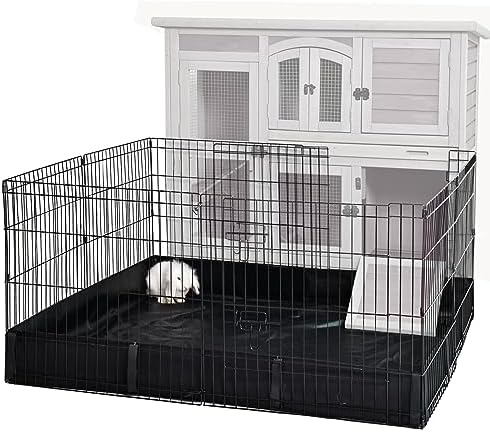 GUTINNEEN Rabbit Hutch Indoor Outdoor Bunny House Guinea Pig Cage on Wheel with Plastic Tray