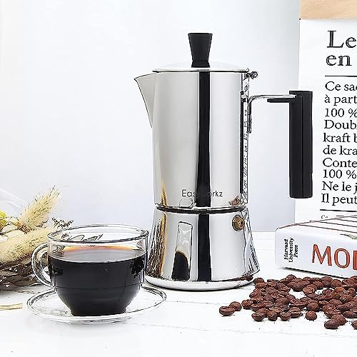 Easyworkz Pedro Stovetop Espresso Maker 6Cup 300ml Stainless Steel Italian Coffee Machine Maker Moka Pot Induction Espresso Pot