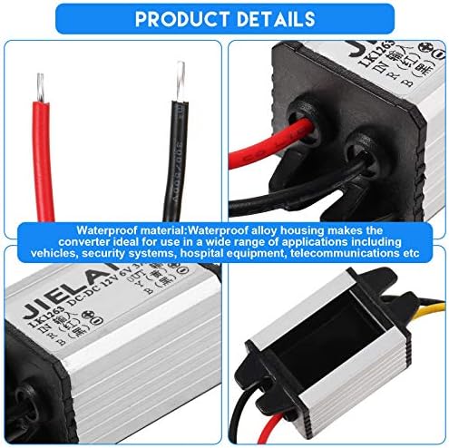 Weewooday 2 Pcs 12v to Dc 6v Buck Converter Voltage Regulator, Waterproof Car Power Converter