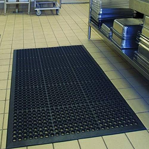 36" x 60" Heavy-Duty Black Commercial Anti-Fatigue Floor Mat Outdoor Indoor Kitchen X Comfort Rug Rubber cart Drainage Excellent Safe Bathroom Home