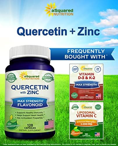 Quercetin with Zinc Supplement - 1000mg Per Serving - 120 Capsules