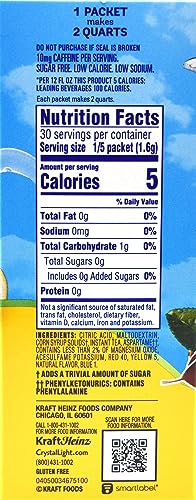 Crystal Light Iced Tea Drink Mix, Natural Lemon Flavor (12-Quart), 1.4-Ounce Packages (Pack of 4)
