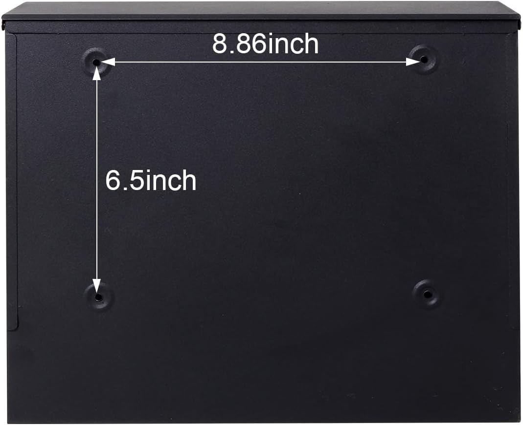 Locking Mailbox Wall Mount for Outside– Jssmst Mailboxes with Key Lock for Front Door Fence, Large Capacity Letter Box, 14.3 x 4.1 x 11.8 Inch, Black, SM-HPB911BN