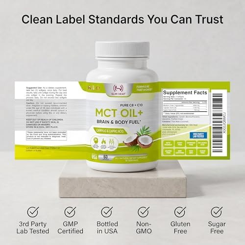 MCT Oil Capsules 2000mg - Pure C8 C10 Caprylic & Capric Acid Softgels, No Lauric Acid, Keto Coconut Fats Supplement for Energy Support