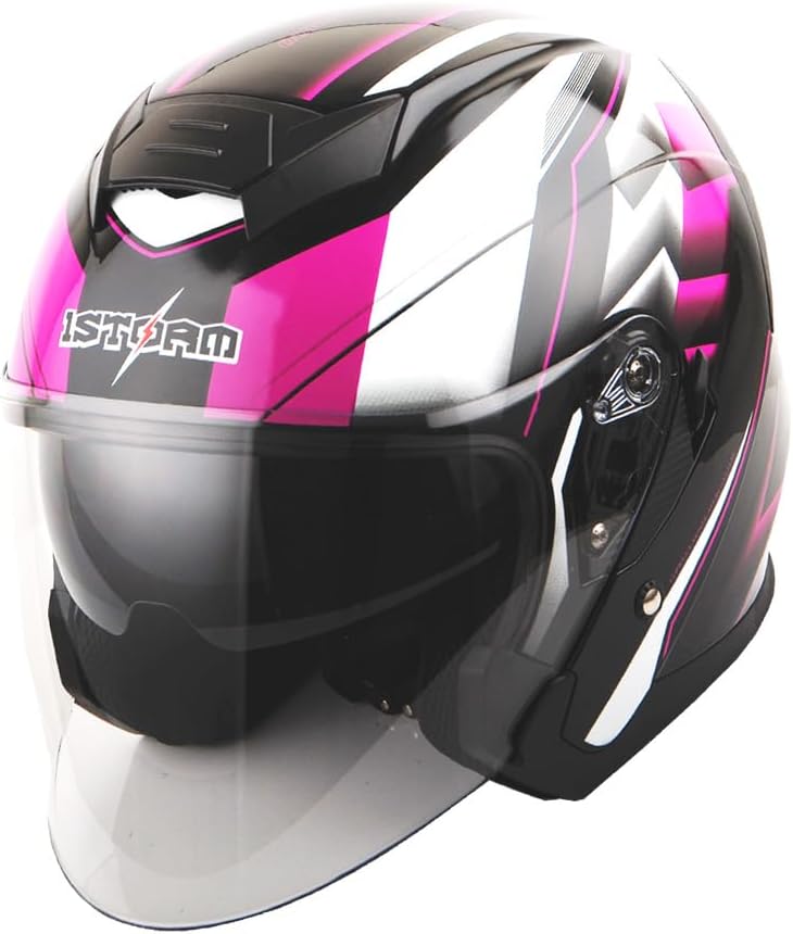 1Storm Motorcycle Open Face Helmet Scooter Classical Knight Bike Dual Lens/Sun Visor: HJK526