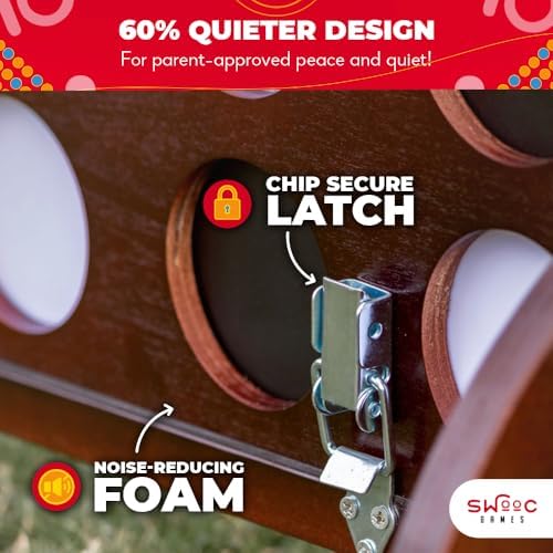 Swooc - Giant Four in a Row (All Weather) with Carrying Case & 60% Quieter Design - Giant Game Outdoor for Adults and Family - 4 in a Row Life Size