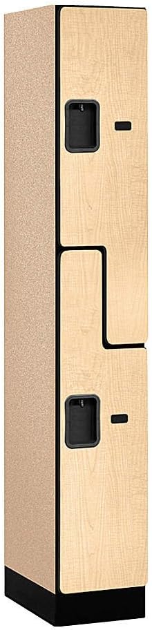 Salsbury Industries 2-Tier S-Style Designer Wood Locker with One Wide Storage Unit, 6-Feet High by 18-Inch Deep, Mahogany