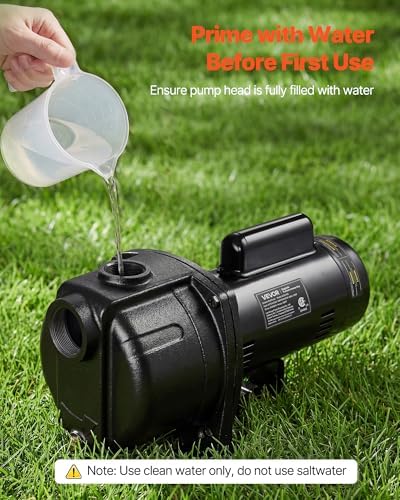 VEVOR 1/2 HP Shallow Well Jet Pump, AC 115/230 Volt, 790 GPH Dual Voltage Cast Iron Well Jet Pump, with 147 ft Max Head Lift, Automatic Pressure Switch, for Garden Irrigation Lawn Sprinkler System