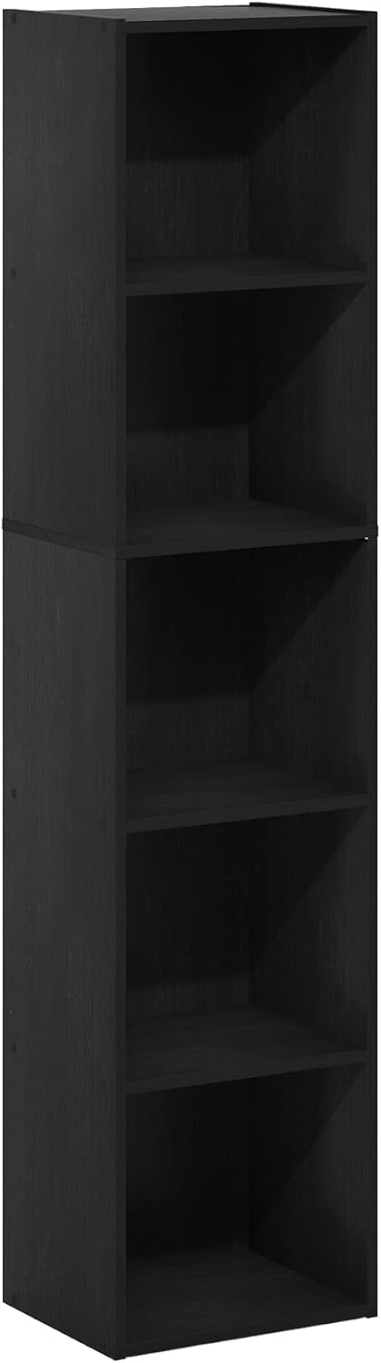 Furinno PASIR Book Shelf, 5-Tier Modern Bookshelf, Open Shelves Bookcase, 9 x 12 x 52, for Living Room, Bedroom, Home Office, Plain White