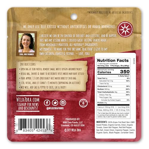 Wild Zora Paleo Freeze Dried Meals for Backpacking & Camping - Healthy Gluten Free & Grain Free Camping Meals/Backpacking Food + No Added Sugar - Great for Travel (Cliffside Coconut Berry 2-Pack)