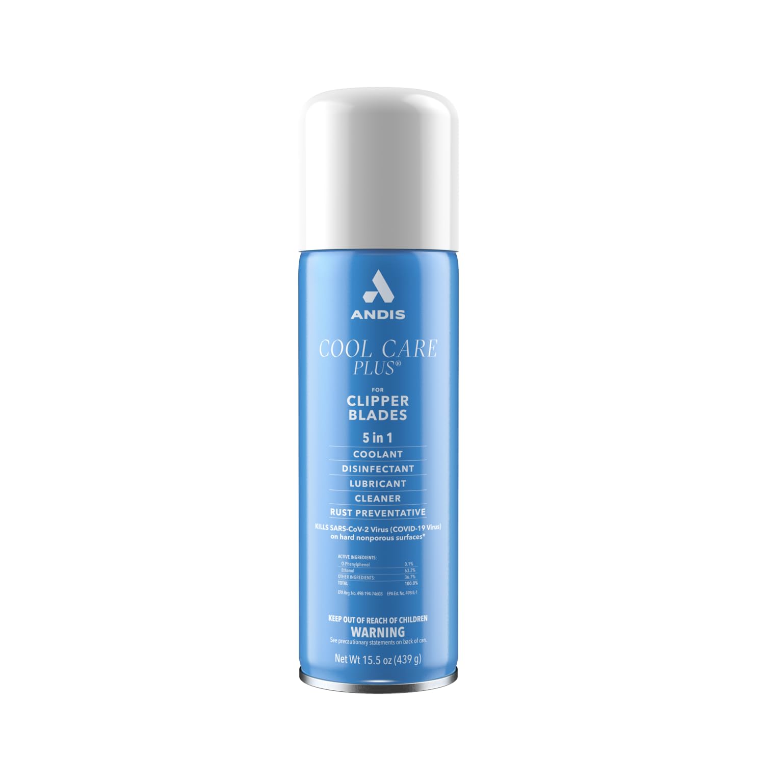 Andis 12750 Cool Care Plus 5-in-1 Clipper Spray, 15.5 oz Can, Blade Care and Treatment