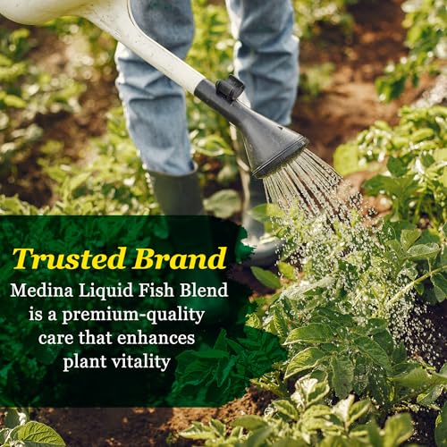Medina Liquid Fish Blend Fertilizer 2-3-2, 1 Gallon | Gro, Bloom, and Lush Gardens, Seaweed Enriched Plant Food, Vibrant Growth and Blooms, Available
