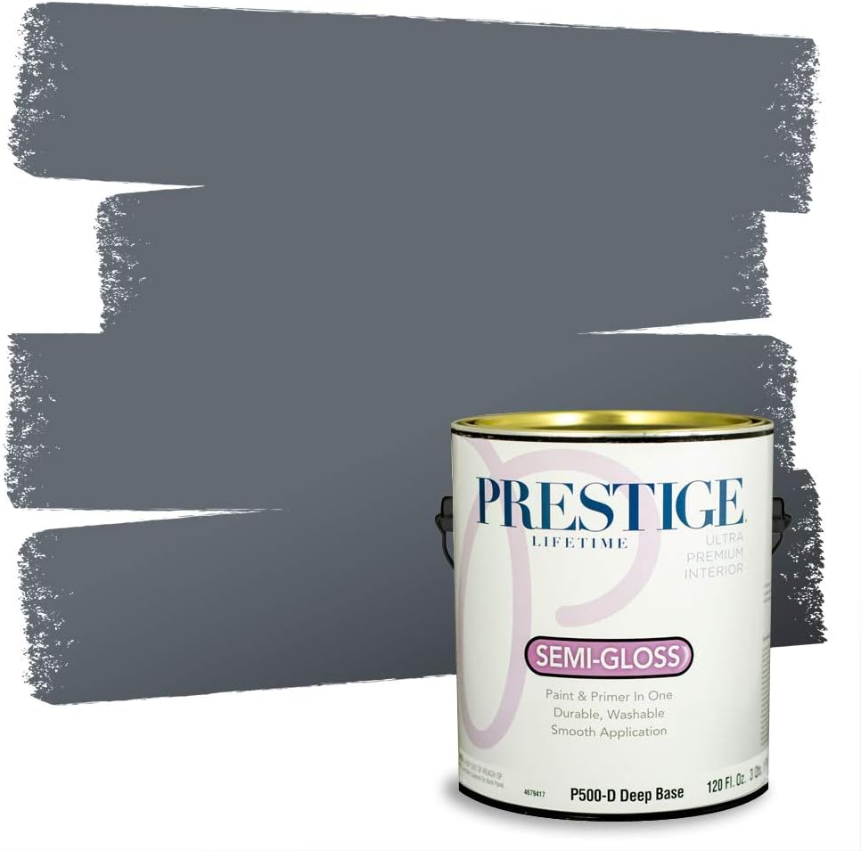 PRESTIGE Paints Exterior Paint and Primer In One, 1-Gallon, Satin, Comparable Match of Sherwin Williams* Tricorn Black*