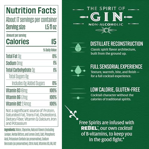 Free Spirits Zero Proof Gin Alternative, Whiskey Style Spirit, 750 mL