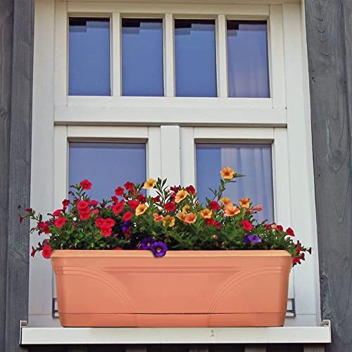 Southern Patio 36 Inch Medallion Weatherproof and Sunray Protected Plastic Hanging Windowsill Garden Box Planter with Drainage Holes, Black