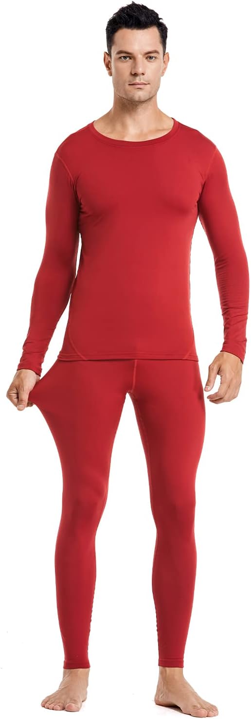 PISIQI Thermal Underwear Men Long Johns Set Ultra-Soft with Fleece Lined Base Layer Winter Skiing Warm Top & Bottom