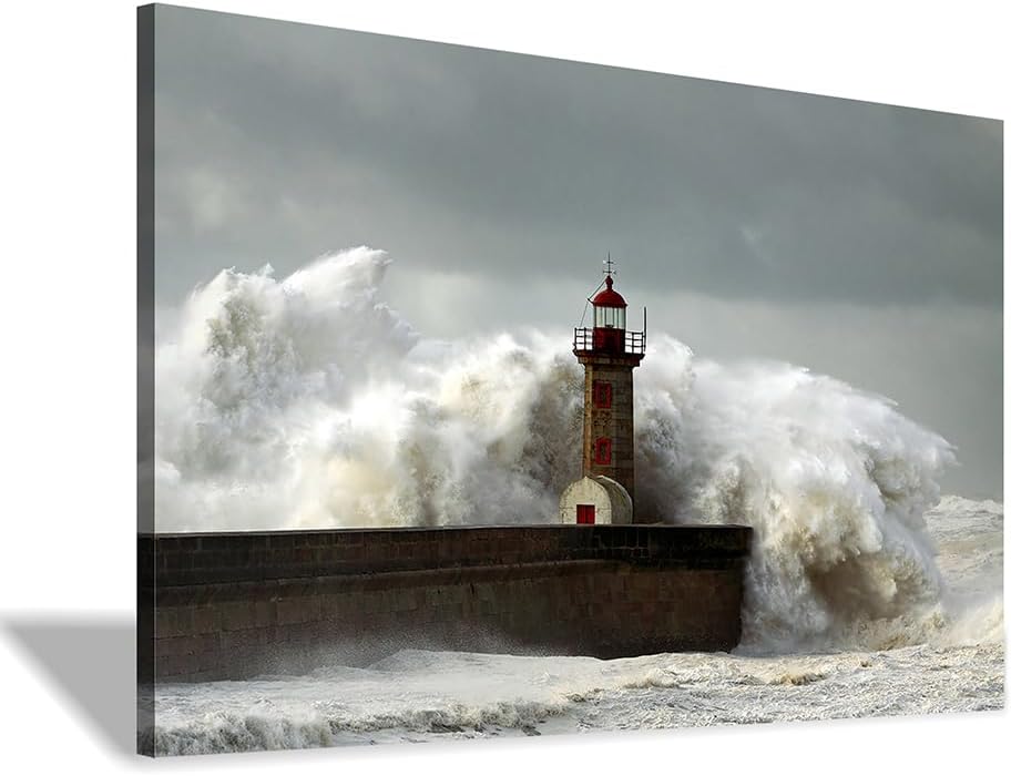 Hardy Gallery Ocean Wave Canvas Wall Art Coastal Decor 16x11 Inch
