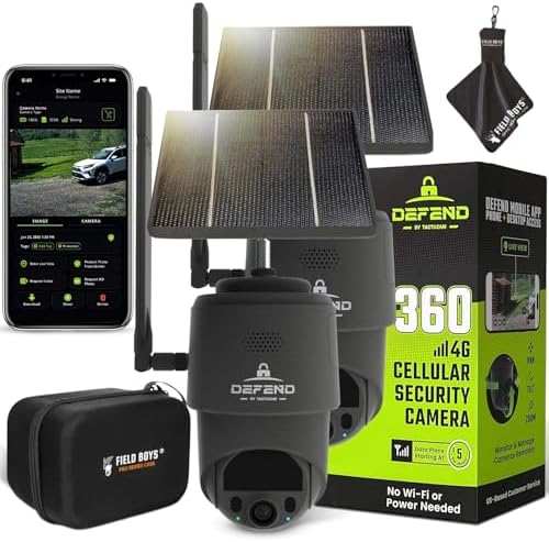 TACTACAM – Defend 360 Cellular Security Camera, 4K Photos, 1080p Video, Solar + Rechargeable Battery, 360° Pan/Tilt/Zoom, LTE Cellular