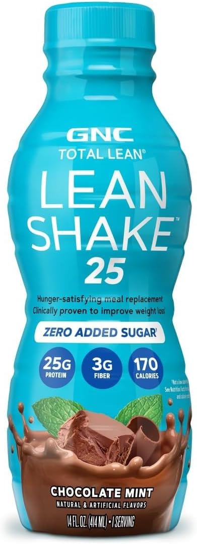 GNC Lean Shake 25 Protein Shake, Clinically Proven Weight Management, Meal Replacement, 25g Protein with Zero Added Sugar, Ready to Drink, Vanilla Bean, Pack of 12