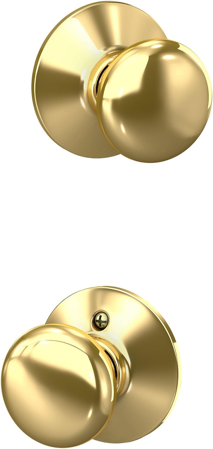 Schlage Plymouth Bed/Bath Privacy Door Knob with Lock, Satin Nickel | Interior bedroom or bathroom door knob with push button lock, Easy to install, Certified durability, Universal fit