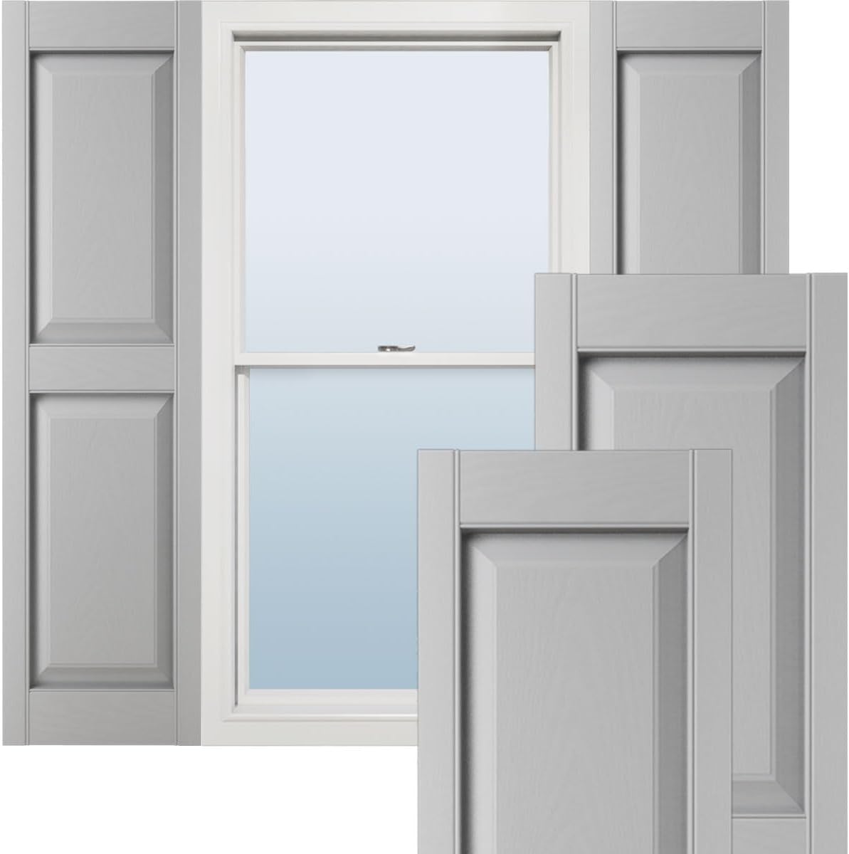 Ekena Millwork Lifetime Vinyl LP2S14X06300BL Standard Two Equal Panel Vinyls, Raised Panel Vinyl Shutters, w/Installation Shutter-Lok's & Matching Screws (Per Pair), 14.75"W x 63"H, Black