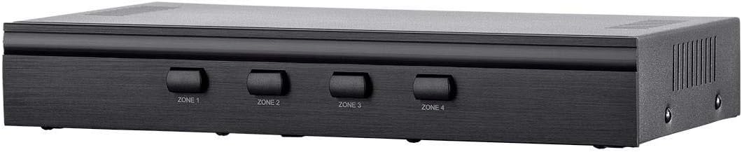 Monoprice SS-4 Premium 4 Channel Speaker Selector, with Impedance Protection, Supports 12-16 AWG Speaker Wire, Individual Zone On/Off Buttons, 138157
