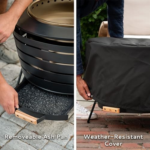 TIKI Patio Smokeless Fire Pit, 25 in Wood Burning Fire Pit with Cover