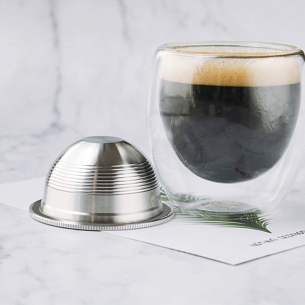 Stainless Steel Reusable Coffee Capsule, Metal Refillable Coffee Pod Brewing Espresso 70ML/2.40Z(SMALL), Compatible with N-espresso Ver-tuoPlus XN903/XN900 / Vertuo-line GCA1/ENV135/ENV150
