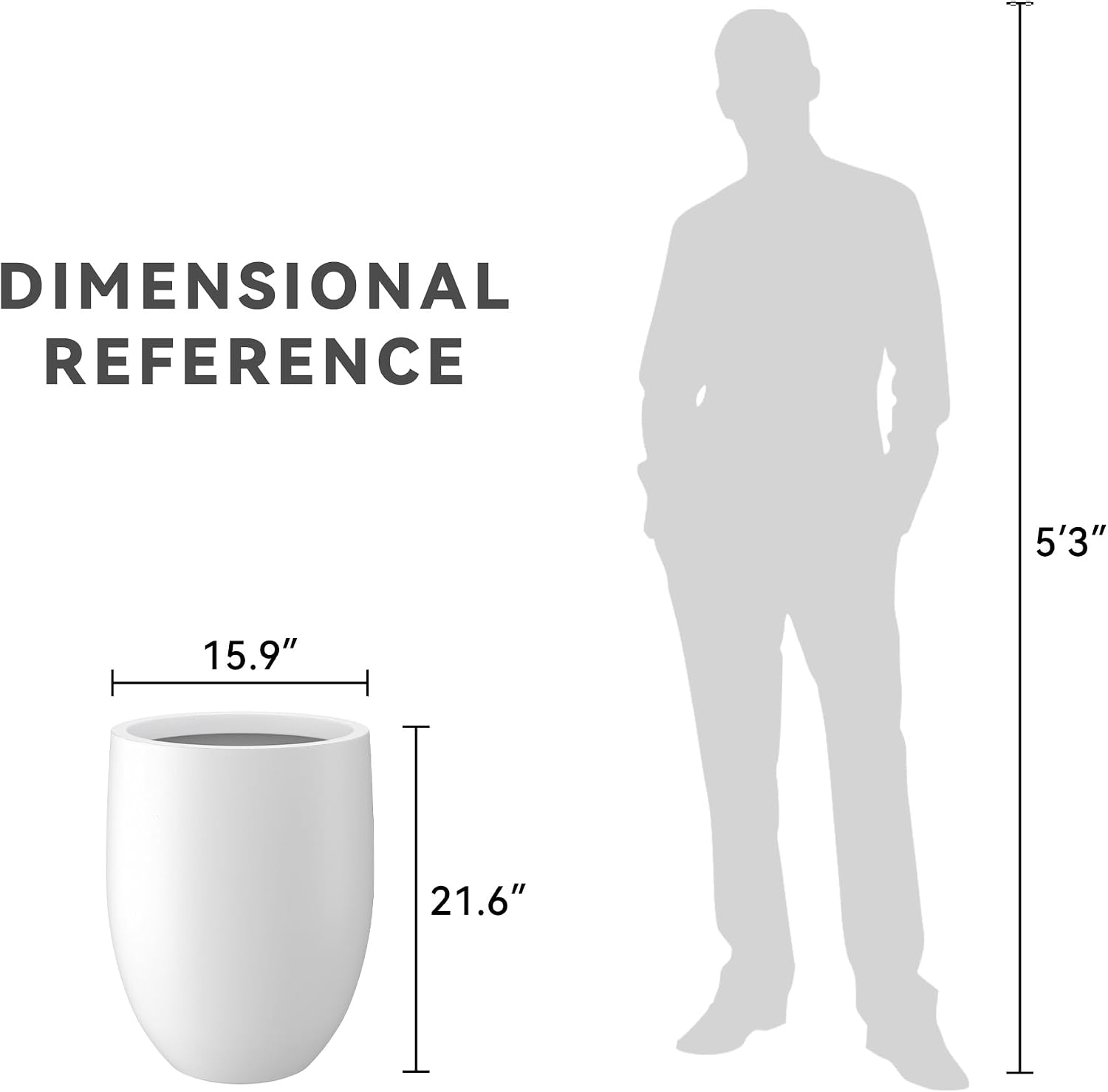 Kante Tall Concrete Planter 21.7" Modern White Floor Pot for Indoor Outdoor