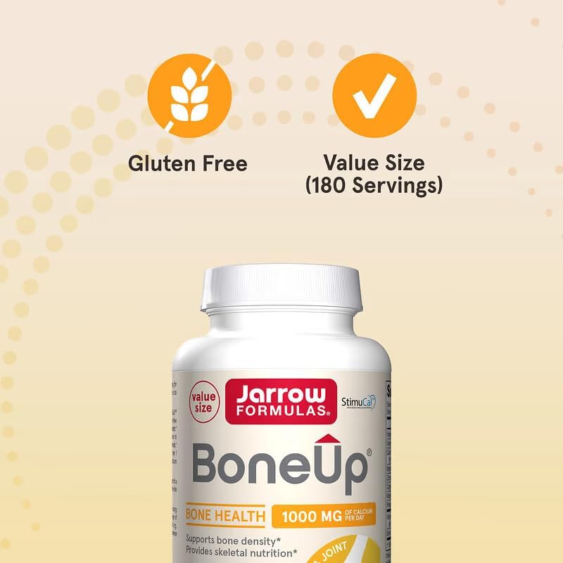 Jarrow Formulas BoneUp, 1,000mg Calcium Per Day, 240 Capsules | Bone Density Support, MCHA Calcium, Vitamins D3 & K2, Provides Skeletal Nutrition, Strong Bone Support, 40 Day Supply