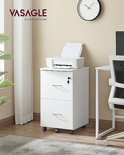 VASAGLE CUSTOS Collection - 2-Drawer File Cabinet, Locking Filing Cabinet for Home Office, Small Rolling Printer Stand, A4, Letter-Size Hanging Files