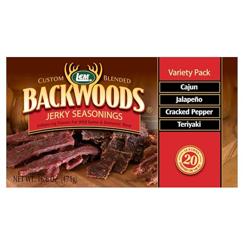 LEM Products Backwoods Original Jerky Seasoning, Ideal for Wild Game and Domestic Meat, Seasons Up to 25 Pounds of Meat, 18.3 Ounce Packet with Pre-Measured Cure Packet Included